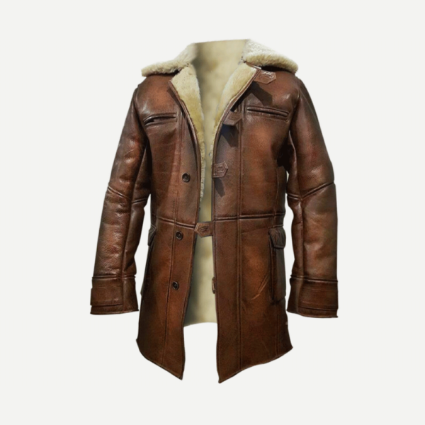 Hardy’s Knight Brown Leather Long Coat Mens With Shearling